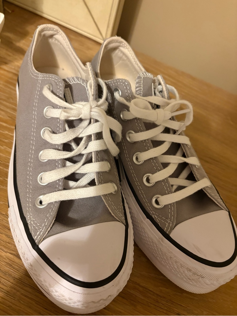 Converse Low-Top Canvas Sneakers in Light Gray and White